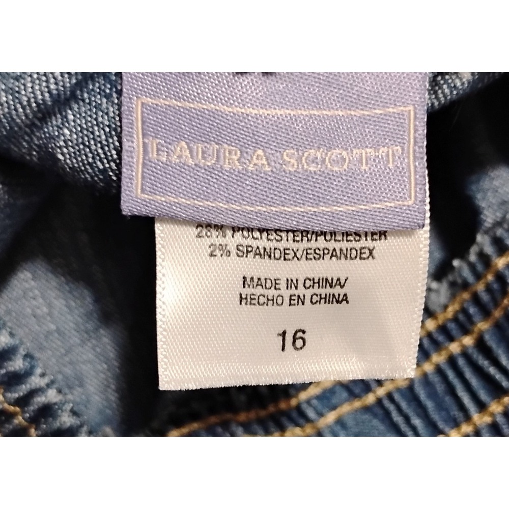Laura Scott Women's Pull-On Stretch Denim Jeans Blue Medium Wash Straight 16 - Picture 5 of 8